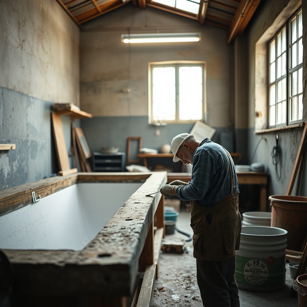 atelier de construction de piscine (illustration)