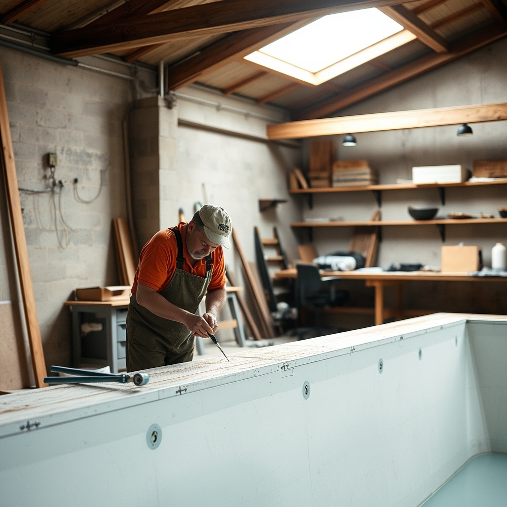 atelier de construction de piscine (illustration)