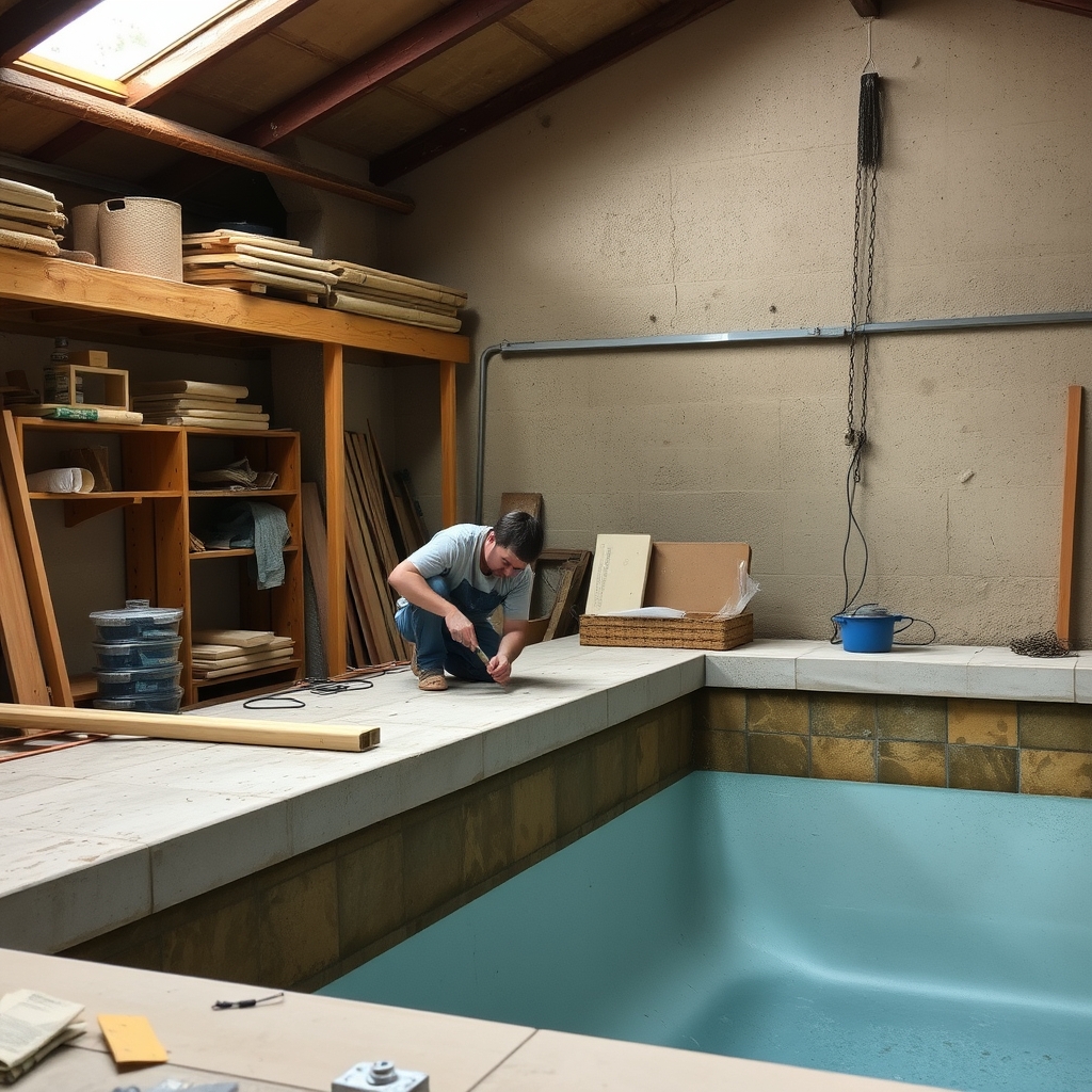 atelier de construction de piscine (illustration)